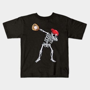 Dabbing Skeleton Baseball Halloween Boys Shirt Kids T-Shirt